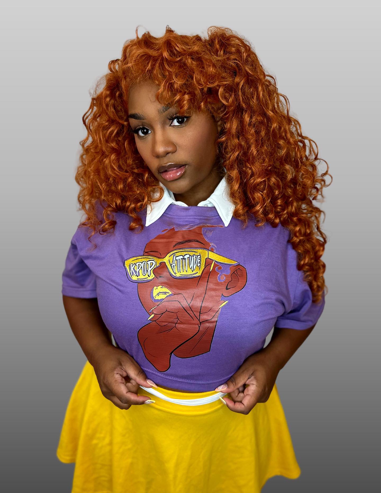 K Pop Attitude Crop Top [Lilac]